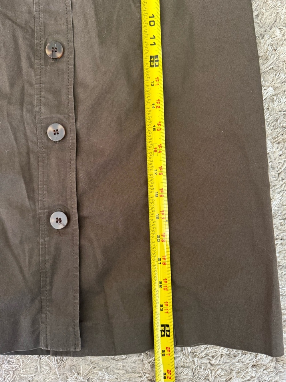 Utility Cargo Button Front Midi Skirt Olive Green Safari Style - Picture 9 of 10